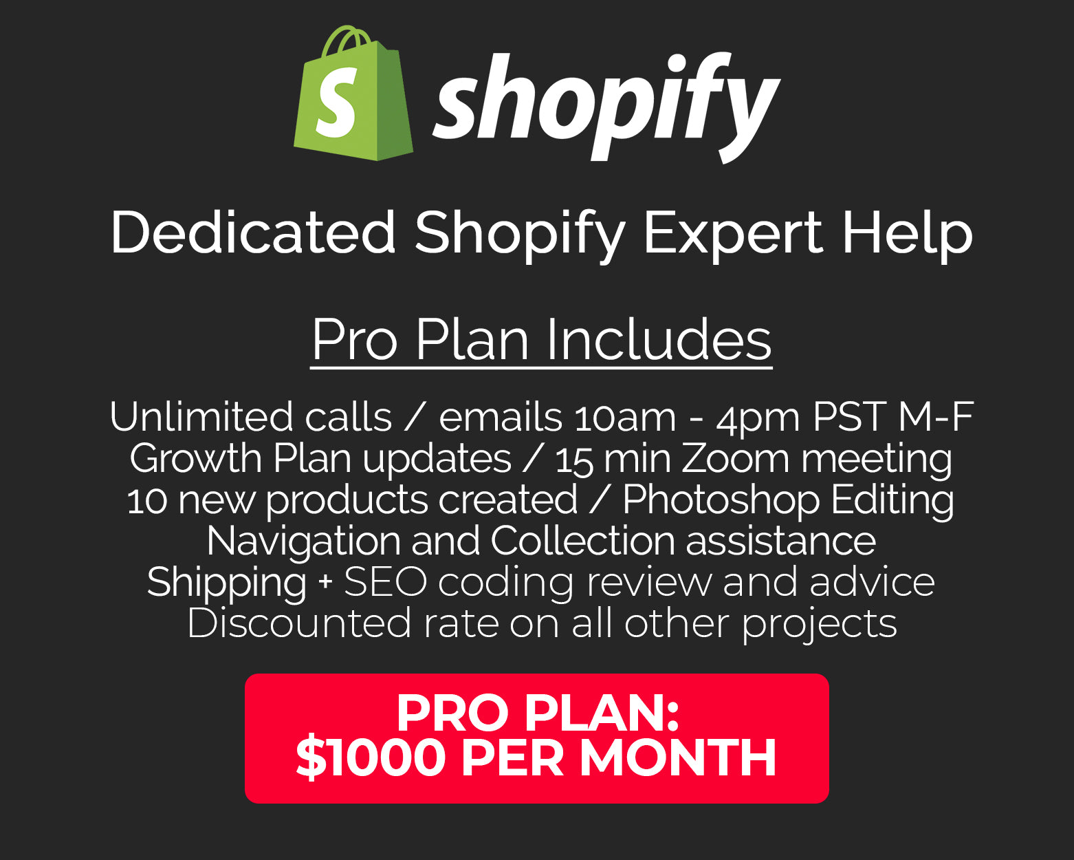 Shopify Expert Help Support Plans - Ketchum Killum & Wynn Creative