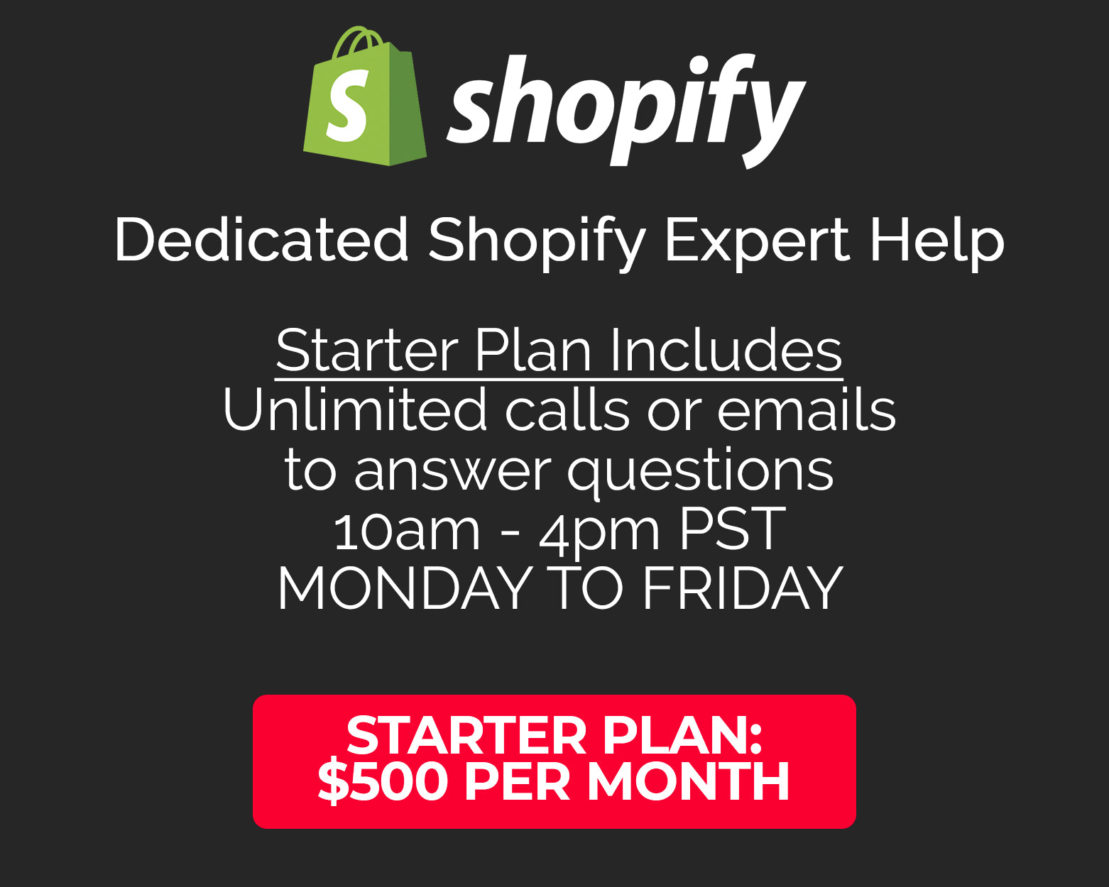 Shopify Expert Help Support Plans - Ketchum Killum & Wynn Creative