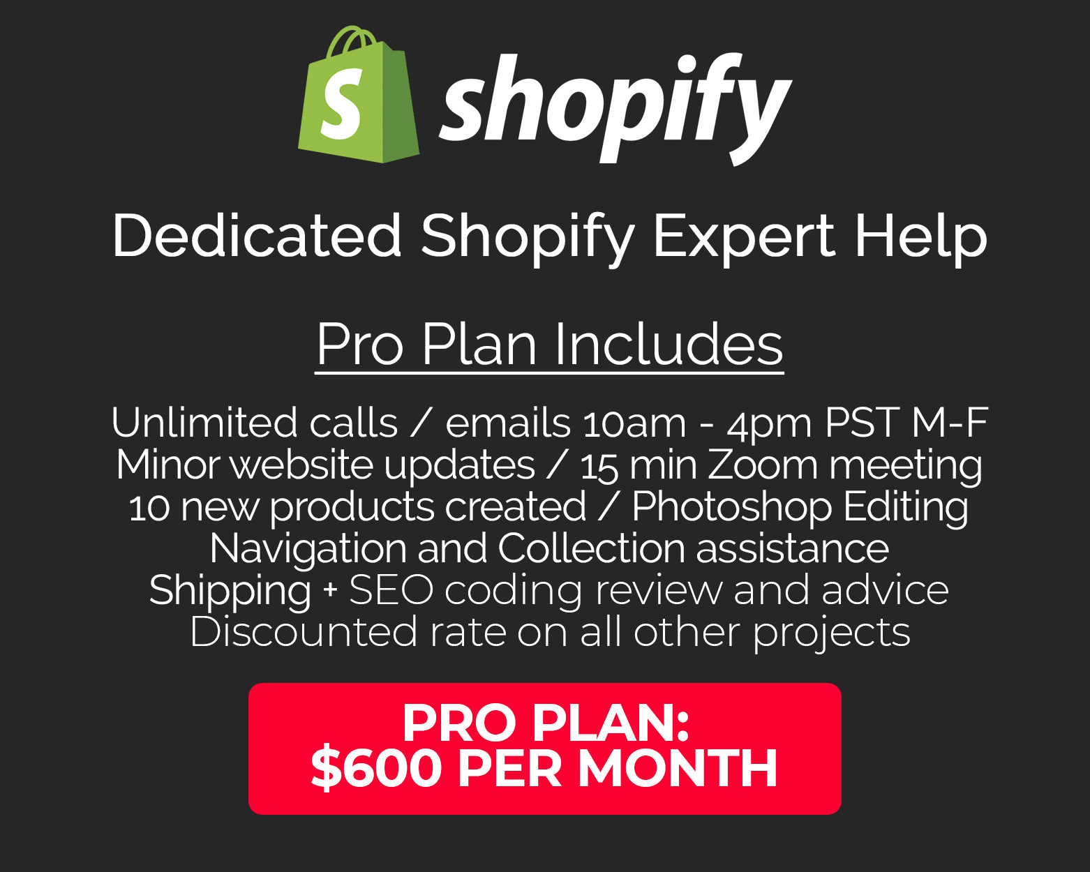 Dedicated Shopify Expert Support Plans - Ketchum Killum & Wynn Creative